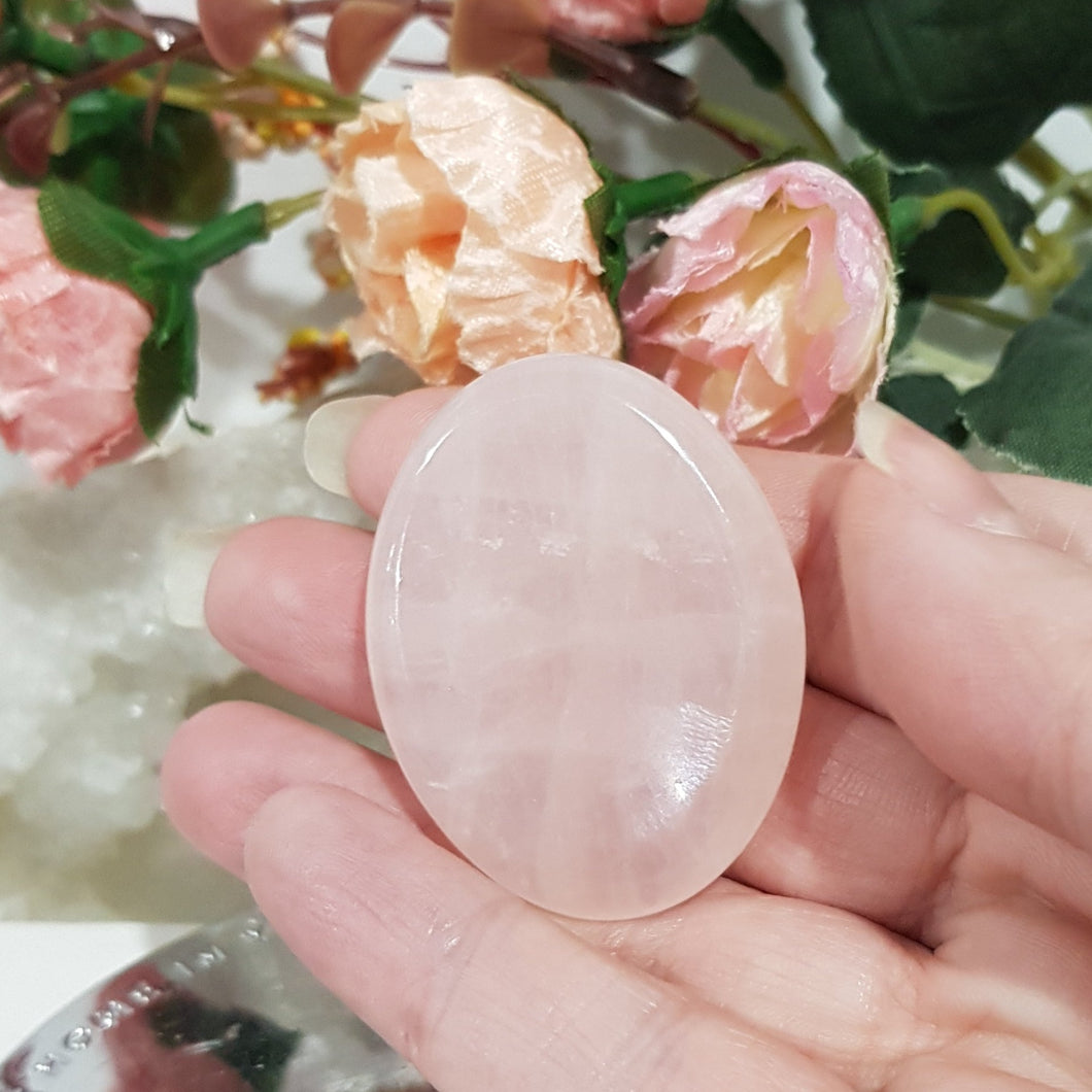 Worry Stone Rose Quartz crystal Carving gemstone 45mm 1