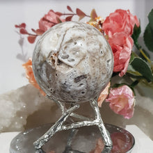 Load image into Gallery viewer, Sphalerite Sphere Crystal Carving Stone with silver stand 60mm 1
