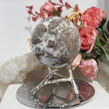 Load image into Gallery viewer, Sphalerite Sphere Crystal Carving Stone with silver stand 60mm 1
