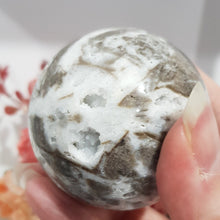 Load image into Gallery viewer, Sphalerite Sphere Crystal Carving Stone with silver stand 60mm 1
