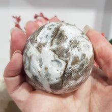 Load image into Gallery viewer, Sphalerite Sphere Crystal Carving Stone with silver stand 60mm 1

