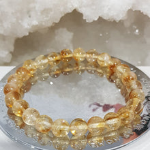 Load image into Gallery viewer, Citrine Heated Crystal 8mm Beaded Bracelet Gemstone 8 inch B81
