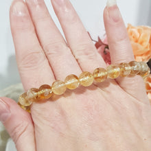 Load image into Gallery viewer, Citrine Heated Crystal 8mm Beaded Bracelet Gemstone 8 inch B81
