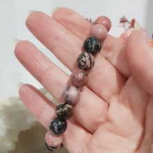 Load image into Gallery viewer, Rhodonite Crystal Bracelet 10mm gemstone beaded Bracelet 8 inch B93
