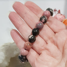 Load image into Gallery viewer, Rhodonite Crystal Bracelet 10mm gemstone beaded Bracelet 8 inch B93
