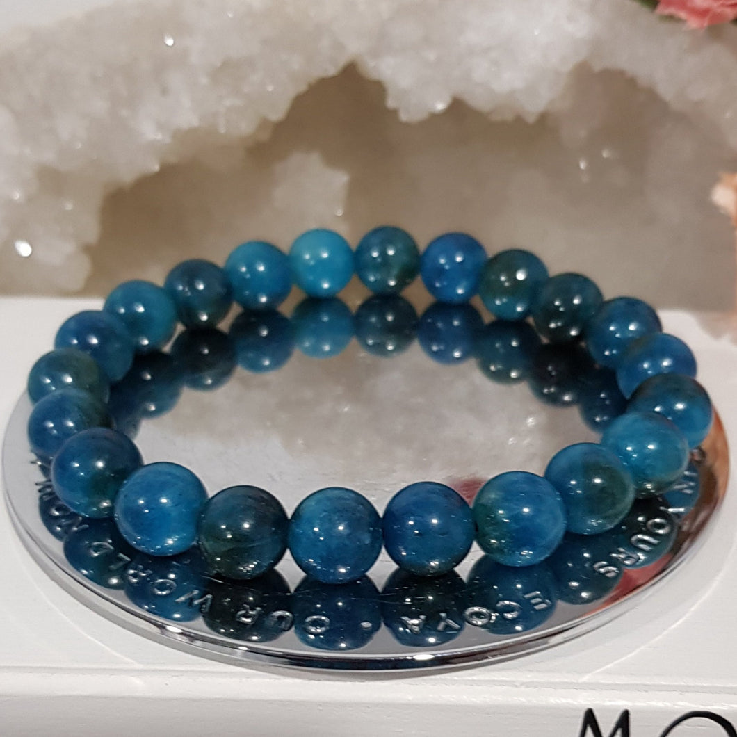 Apatite Crystal Bracelet 10mm gemstone beaded Bracelet 8 inch B95