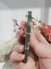 Load image into Gallery viewer, Leaf Crystal Carving Green Moss Agate gemstone stone 90mm 3
