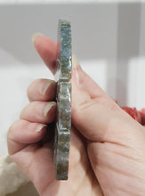 Load image into Gallery viewer, Leaf Crystal Carving Green Moss Agate gemstone stone 90mm 3
