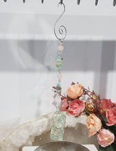 Load image into Gallery viewer, Amazonite Crystal Rough silver wired Energy Enhancer gemstone Suncatcher hanger 210mm 1
