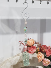 Load image into Gallery viewer, Amazonite Crystal Rough silver wired Energy Enhancer gemstone Suncatcher hanger 210mm 1
