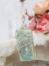 Load image into Gallery viewer, Amazonite Crystal Rough silver wired Energy Enhancer gemstone Suncatcher hanger 210mm 1
