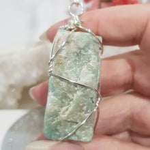 Load image into Gallery viewer, Amazonite Crystal Rough silver wired Energy Enhancer gemstone Suncatcher hanger 210mm 1
