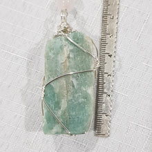 Load image into Gallery viewer, Amazonite Crystal Rough silver wired Energy Enhancer gemstone Suncatcher hanger 210mm 1
