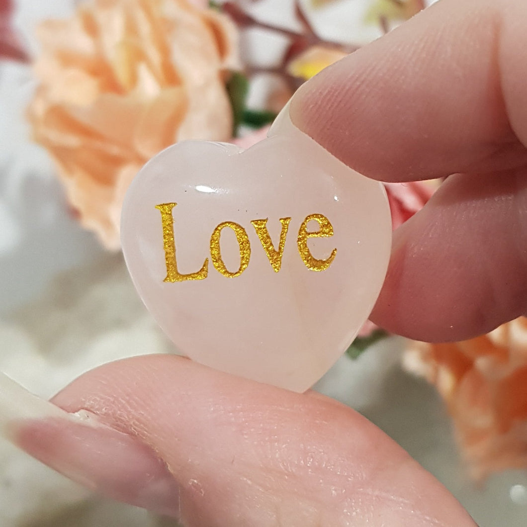 LOVE Heart Rose Quartz Crystal carving Stone gemstone 24mm