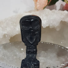 Load image into Gallery viewer, Skeleton Girl Black Obsidian Crystal Carving Gemstone 40mm HALLOWEEN Tim Burton Style
