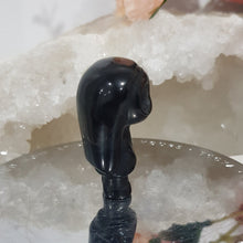 Load image into Gallery viewer, Skeleton Girl Black Obsidian Crystal Carving Gemstone 40mm HALLOWEEN Tim Burton Style
