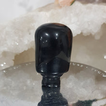 Load image into Gallery viewer, Skeleton Girl Black Obsidian Crystal Carving Gemstone 40mm HALLOWEEN Tim Burton Style
