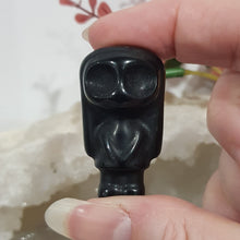 Load image into Gallery viewer, Skeleton Girl Black Obsidian Crystal Carving Gemstone 40mm HALLOWEEN Tim Burton Style
