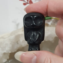 Load image into Gallery viewer, Skeleton Girl Black Obsidian Crystal Carving Gemstone 40mm HALLOWEEN Tim Burton Style
