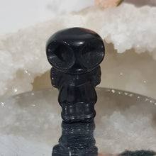 Load image into Gallery viewer, Skeleton with Wings Black Obsidian Crystal Carving Gemstone 40mm HALLOWEEN Tim Burton Style
