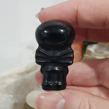 Load image into Gallery viewer, Skeleton with Wings Black Obsidian Crystal Carving Gemstone 40mm HALLOWEEN Tim Burton Style
