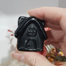 Load image into Gallery viewer, House Black Obsidian Crystal Carving Gemstone Stone 40mm
