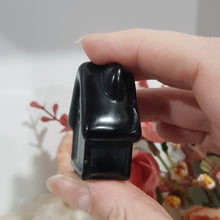 Load image into Gallery viewer, House Black Obsidian Crystal Carving Gemstone Stone 40mm
