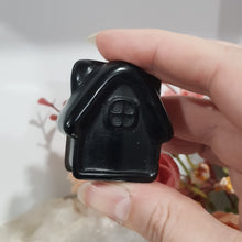 Load image into Gallery viewer, House Black Obsidian Crystal Carving Gemstone Stone 40mm
