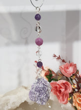 Load image into Gallery viewer, TRANSITION / SPIRITUAL AWAKENING Lepidolite Crystal Rough Silver Wired Energy Enhancer Sun Catcher Ornament 1
