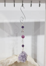 Load image into Gallery viewer, TRANSITION / SPIRITUAL AWAKENING Lepidolite Crystal Rough Silver Wired Energy Enhancer Sun Catcher Ornament 1
