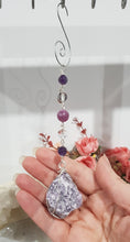 Load image into Gallery viewer, TRANSITION / SPIRITUAL AWAKENING Lepidolite Crystal Rough Silver Wired Energy Enhancer Sun Catcher Ornament 1
