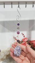 Load image into Gallery viewer, TRANSITION / SPIRITUAL AWAKENING Lepidolite Crystal Rough Silver Wired Energy Enhancer Sun Catcher Ornament 1
