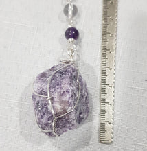 Load image into Gallery viewer, TRANSITION / SPIRITUAL AWAKENING Lepidolite Crystal Rough Silver Wired Energy Enhancer Sun Catcher Ornament 1
