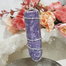 Load image into Gallery viewer, Lepidolite Crystal Point Silver Wired Energy Enhancer Sun Catcher Ornament 3
