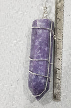 Load image into Gallery viewer, Lepidolite Crystal Point Silver Wired Energy Enhancer Sun Catcher Ornament 3
