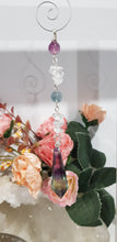 Load image into Gallery viewer, Fluorite Crystal Point Drop Silver Wired Energy Enhancer Sun Catcher Ornament 8
