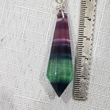 Load image into Gallery viewer, Fluorite Crystal Point Drop Silver Wired Energy Enhancer Sun Catcher Ornament 8
