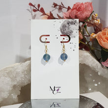 Load image into Gallery viewer, Blue Fluorite Crystal Beaded 8mm Gold Earrings Gemstone E33
