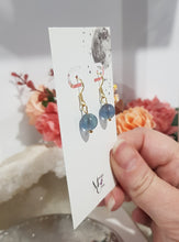 Load image into Gallery viewer, Blue Fluorite Crystal Beaded 8mm Gold Earrings Gemstone E33
