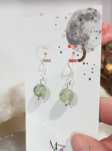 Load image into Gallery viewer, Prehnite Crystal Beaded 8mm Silver Earrings Gemstone E37
