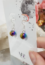 Load image into Gallery viewer, Rainbow Hematite Crystal Beaded 8mm Silver Earrings Gemstone E49
