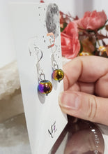 Load image into Gallery viewer, Rainbow Hematite Crystal Beaded 8mm Silver Earrings Gemstone E49
