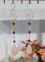 Load image into Gallery viewer, LOVE / INTUITION Rose Quartz Drop Crystal gold Energy Enhancer Sun Catcher Hanger 5
