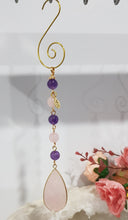 Load image into Gallery viewer, LOVE / INTUITION Rose Quartz Drop Crystal gold Energy Enhancer Sun Catcher Hanger 5
