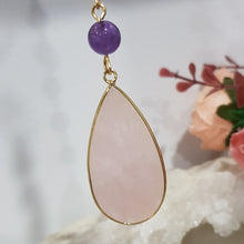 Load image into Gallery viewer, LOVE / INTUITION Rose Quartz Drop Crystal gold Energy Enhancer Sun Catcher Hanger 5
