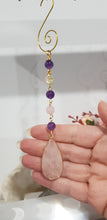 Load image into Gallery viewer, LOVE / INTUITION Rose Quartz Drop Crystal gold Energy Enhancer Sun Catcher Hanger 5
