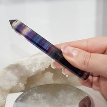 Load image into Gallery viewer, Rainbow Fluorite Wand Crystal Carving Point Tower Stone 110mm 4
