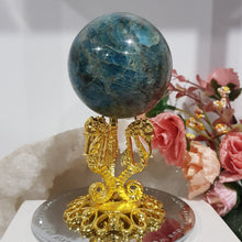 Load image into Gallery viewer, Sphere Stand SEAHORSE gold alloy crystal stand 60mm
