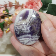 Load image into Gallery viewer, Amethyst Chevron Crystal Carving Palm Stone 45mm 3
