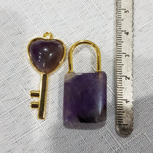 Load image into Gallery viewer, Key &amp; Lock Amethyst crystal carving gemstone 35mm
